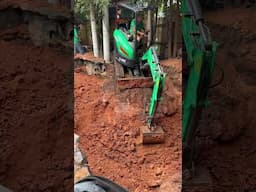 Tight squeeze with the excavator #construction #excavator