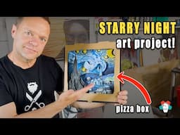 How to Build Starry Night From a Pizza Box! | Van Gogh Art Project