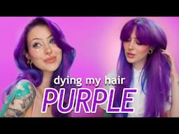 Dyeing my hair BRIGHT PURPLE 💜 with a pop of TEAL