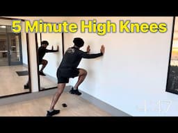 5-Minute Wall High Knees Challenge | Intense Cardio Workout