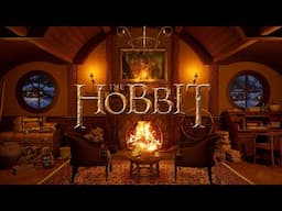 Hobbit House Ambience | Blizzard & Fireplace Sounds | 4K