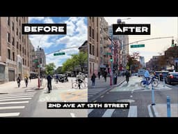 NYC's 2nd Avenue Bike Lanes Were Widened - in some places 2x - Plus bike racks and daylighting!