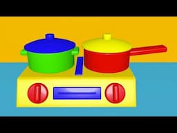 Learn colors with toy kitchen set vegetables sausages chicken learn english words