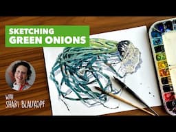 How to Sketch Green Onions in Ink and Watercolour