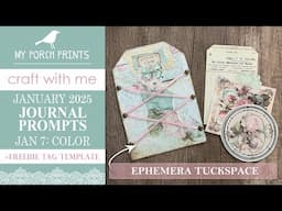 JANUARY PROMPTS 2025 | JAN 7: COLOR | FREEBIE TAG TEMPLATE | My Porch Prints Junk Journal Ideas