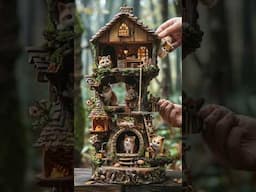 How to make miniature cat house #shorts #miniature #cat #house #wood #adorable #mini