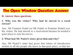 The Open Window Question Answer The Magic Carpet English Class 6th