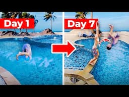 How to FrontFlip in One Week??? | Family 7 days challenge in swimming pool