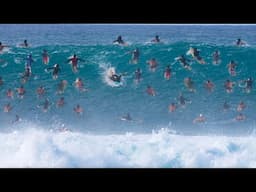 BATTLING PRO SURFERS AT CROWDED PIPELINE