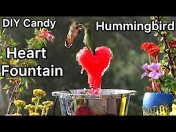 Hummingbird Fountain from Candy Heart Hummingbirds LOVE Solar Birdbath or No Electricity USB Power❤️