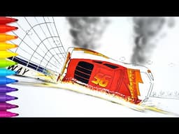 Lightning McQueen's Epic Crash Scene with Sparks & Fire | CARS 3 Drawing & Coloring | Tim Tim TV