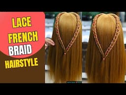 lace braid hairstyle with French fishtails combination /  easy simple lace braid hairstyle