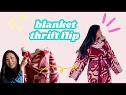 I made a Blanket Coat out of a Thrifted Wool Blanket | Sewing Vlog Hand sewn Blanket Stitch Coat