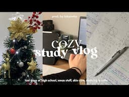 🍂 cozy study vlog: last days of high school, christmas stuff, skin care, studying, coffee & more!