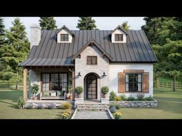 33' x 26' (10m x 8m) Cozy Cottage House | 3-Bedrooms | Small House Design Ideas